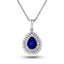 0.70ct Blue Sapphire & 0.25ct G/SI Diamond Necklace in 18k White Gold
