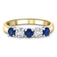 0.70ct Blue Sapphire 0.50ct Diamond Five Stone Ring 18k Yellow Gold - All Diamond