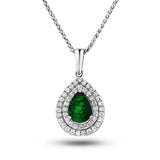 0.75ct Emerald & 0.25ct G/SI Diamond Necklace in 18k White Gold - All Diamond