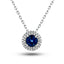 0.80ct Blue Sapphire & 0.16ct G/SI Diamond Necklace in 18k White Gold