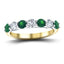 0.80ct Emerald 0.40ct Diamond Seven Stone Ring 18k Yellow Gold - All Diamond
