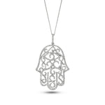 0.80ct G/SI Diamond and 18K White Gold Hamsa Pendant Necklace - All Diamond