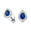 0.85ct Blue Sapphire & Diamond Pear Cluster Earrings 18k White Gold