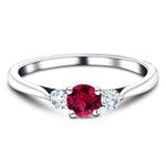 0.85ct Ruby And 0.30ct Diamond Trilogy Ring in 18k White Gold - All Diamond