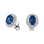 0.90ct Blue Sapphire & Diamond Oval Cluster Earrings 18k White Gold - All Diamond
