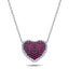 0.90ct Ruby & 0.25ct Diamond Heart Shaped Necklace in 18k White Gold