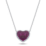 0.90ct Ruby & 0.25ct Diamond Heart Shaped Necklace in 18k White Gold - All Diamond