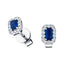 0.90ct Sapphire & Diamond Rectangle Cluster Earrings 18k White Gold