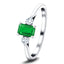 0.94ct Emerald with 0.21ct Diamond Trilogy Ring 18k White Gold - All Diamond