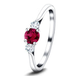 0.96ct Ruby And 0.54ct Diamond Trilogy Ring in 18k White Gold - All Diamond