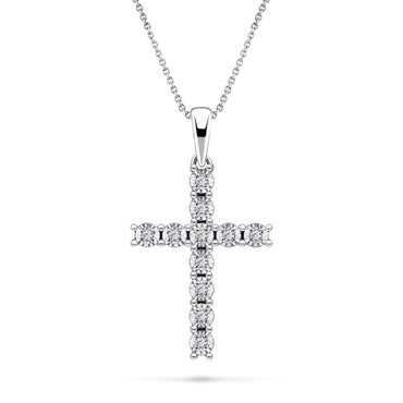 Pre-Owned 18ct White Gold Diamond Cross Pendant Total 1.78ct | Mallard  Jewellers
