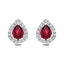 1.00ct Ruby & Diamond Pear Cluster Earrings 18k White Gold - All Diamond