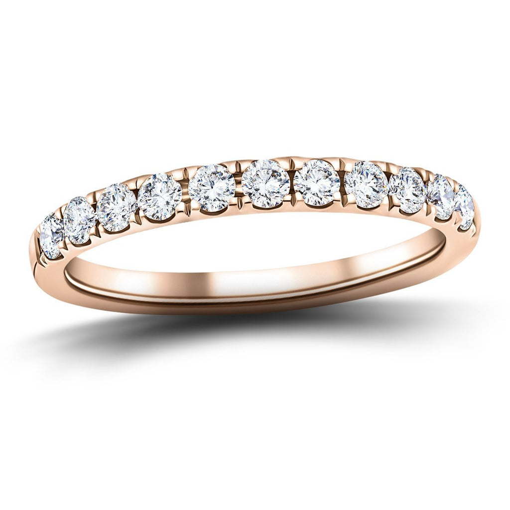 11 Stone Half Eternity Ring 0.40ct G/SI Diamonds in 18k Rose Gold - All Diamond