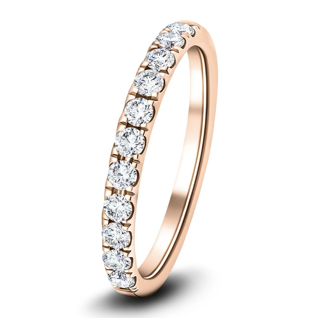 11 Stone Half Eternity Ring 0.75ct G/SI Diamonds in 18k Rose Gold - All Diamond