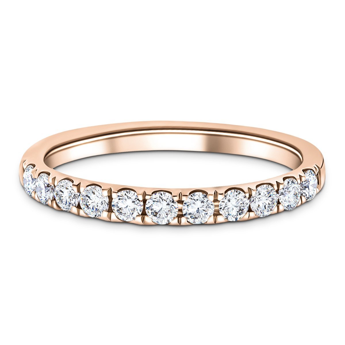 11 Stone Half Eternity Ring 0.75ct G/SI Diamonds in 18k Rose Gold - All Diamond