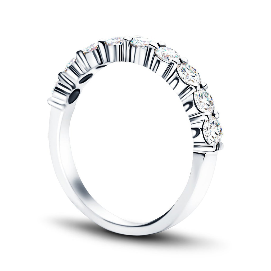 11 Stone Half Eternity Ring 0.75ct G/SI Diamonds in 18k White Gold 2.6mm - All Diamond