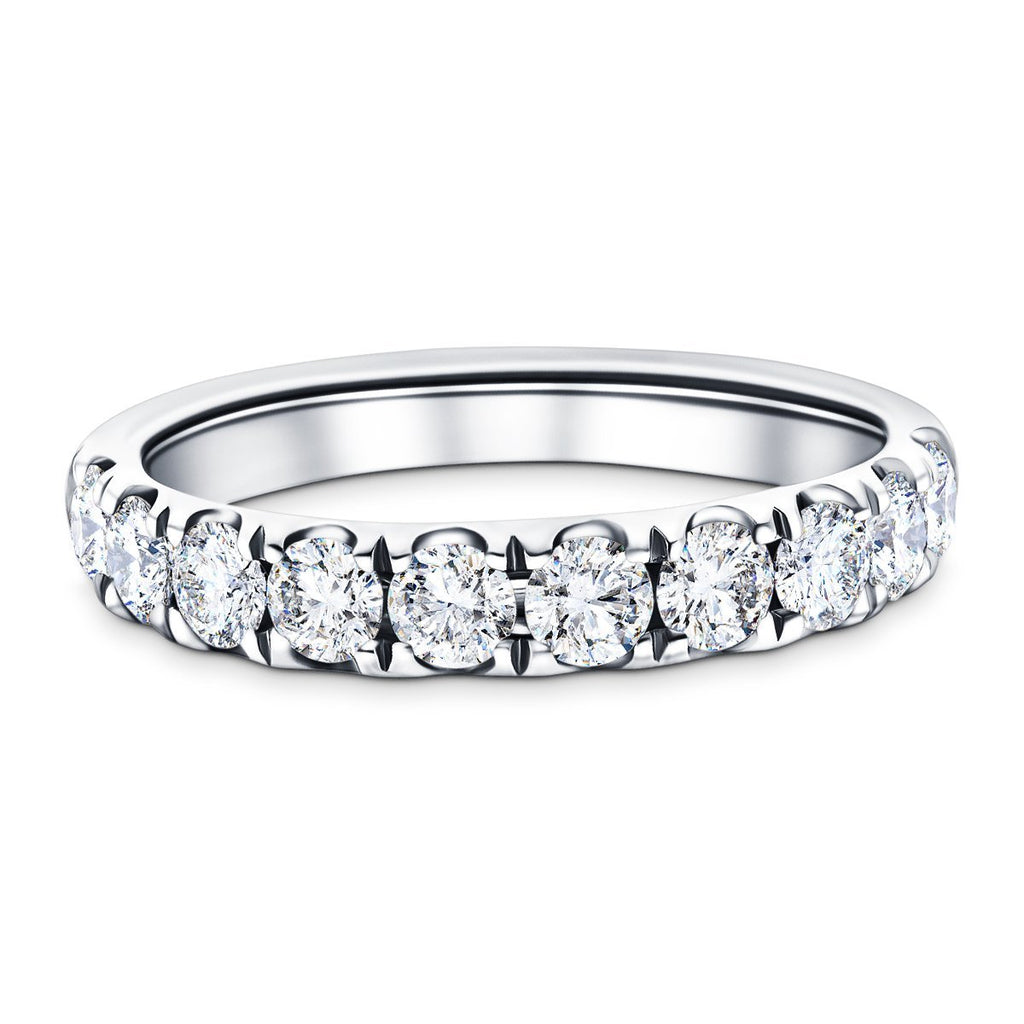11 Stone Half Eternity Ring 1.00ct G/SI Diamonds in 18k White Gold - All Diamond