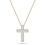 1.10ct Baguette & Round Diamond Cross in 18k Yellow Gold - All Diamond