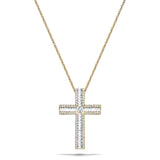 1.10ct Baguette & Round Diamond Cross in 18k Yellow Gold - All Diamond