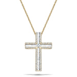 1.10ct Baguette & Round Diamond Cross in 18k Yellow Gold - All Diamond