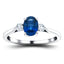 1.12ct Blue Sapphire with 0.23ct Diamond Trilogy Ring 18k White Gold - All Diamond