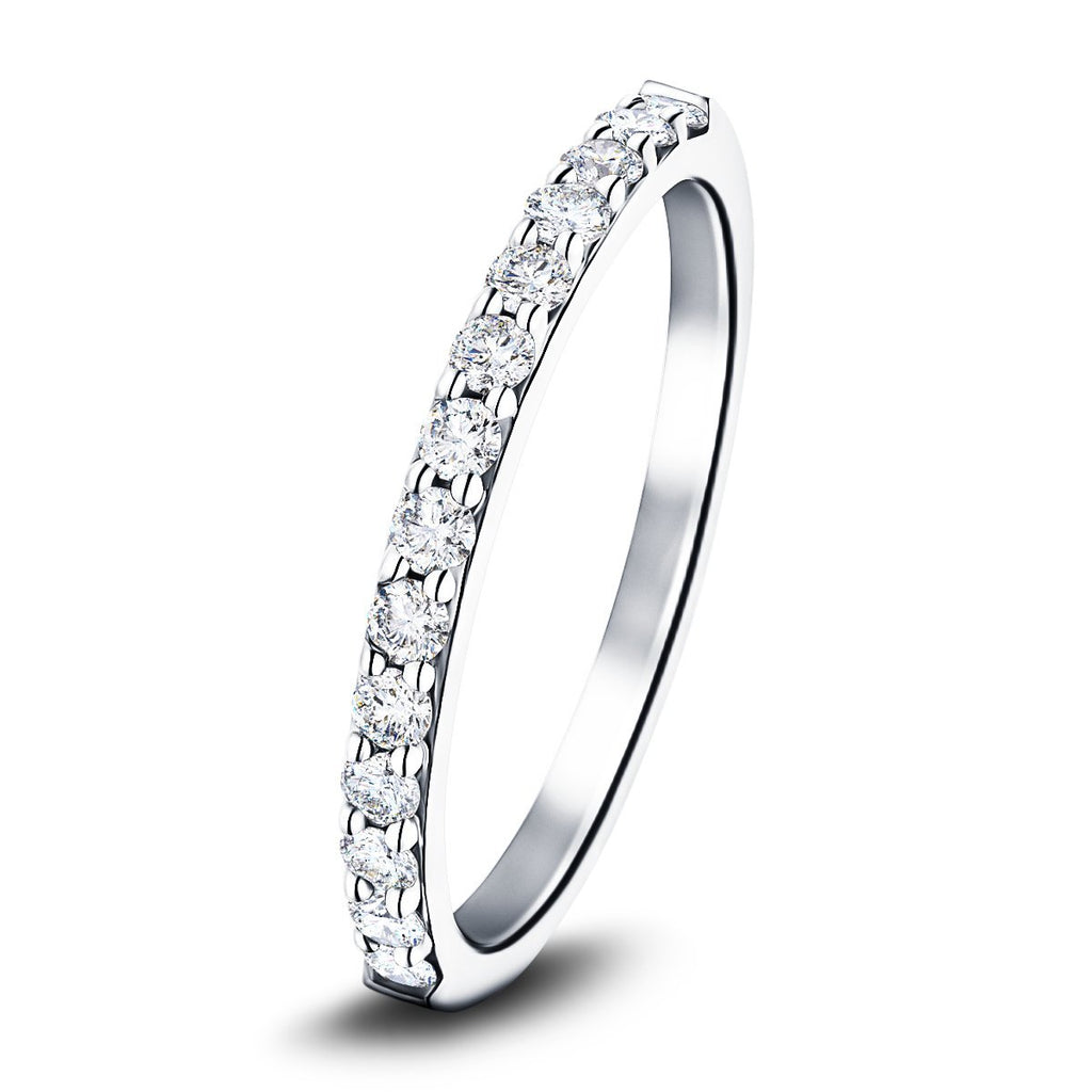 12 Stone Half Eternity Ring 0.55ct G/SI Diamonds in Platinum 2.1mm - All Diamond