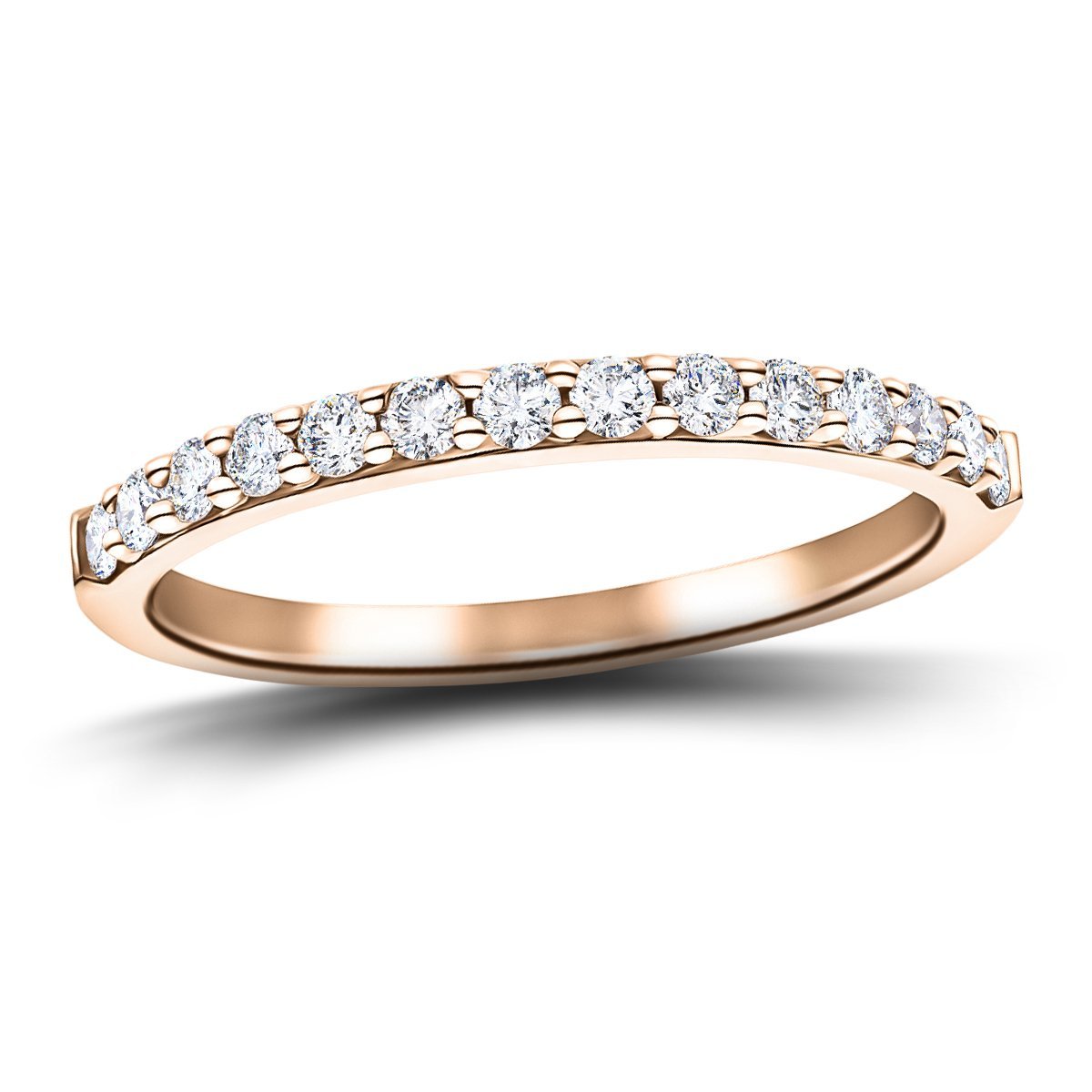 12 Stone Half Eternity Ring 0.55ct G/SI Diamonds in Rose Gold 2.1mm - All Diamond