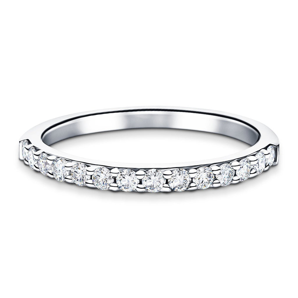 12 Stone Half Eternity Ring 0.55ct G/SI Diamonds in White Gold 2.1mm - All Diamond