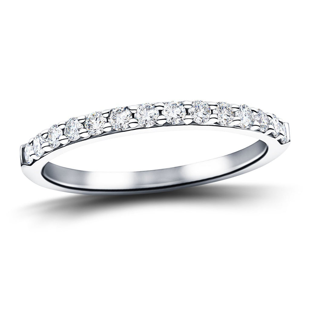 12 Stone Half Eternity Ring 0.55ct G/SI Diamonds in White Gold 2.1mm - All Diamond