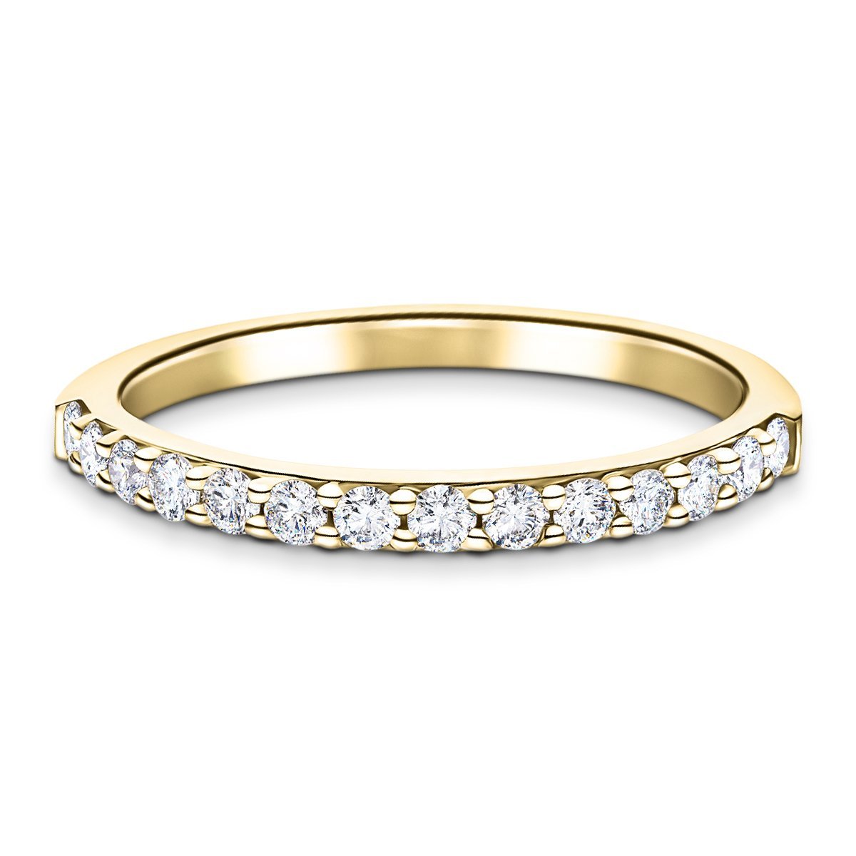 12 Stone Half Eternity Ring 0.55ct G/SI Diamonds in Yellow Gold 2.1mm - All Diamond