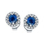 1.20ct Blue Sapphire & Diamond Round Cluster Earrings 18k White Gold - All Diamond