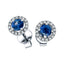 1.20ct Blue Sapphire & Diamond Round Cluster Earrings 18k White Gold