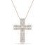 1.25ct Baguette & Round Cut Claw Set Diamond Cross in 18k Rose Gold