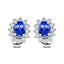1.25ct Tanzanite & Diamond Oval Cluster Earrings 18k White Gold - All Diamond
