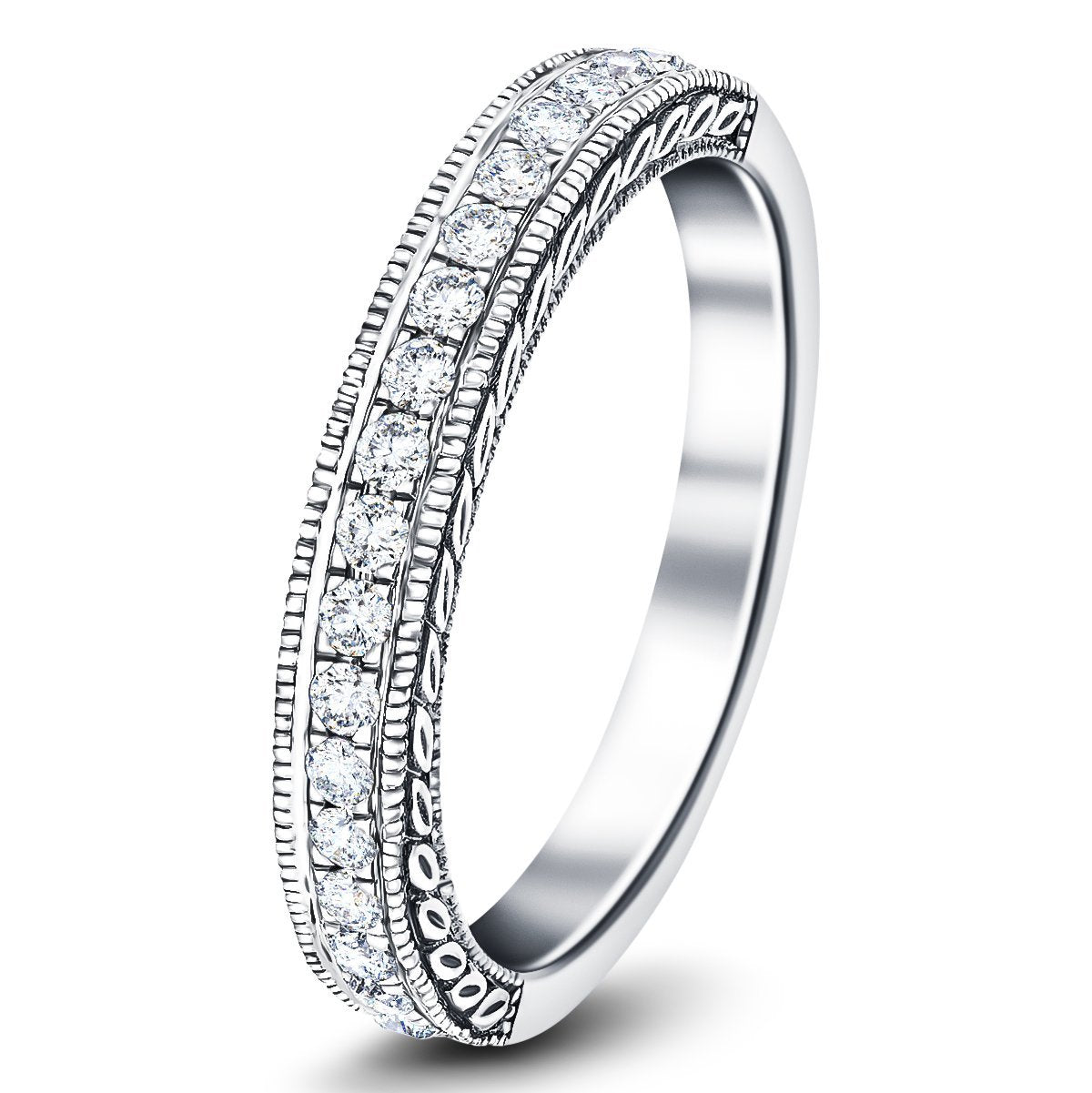 13 Stone Diamond Half Eternity Ring 0.50ct G/SI Diamonds 18k White Gold - All Diamond