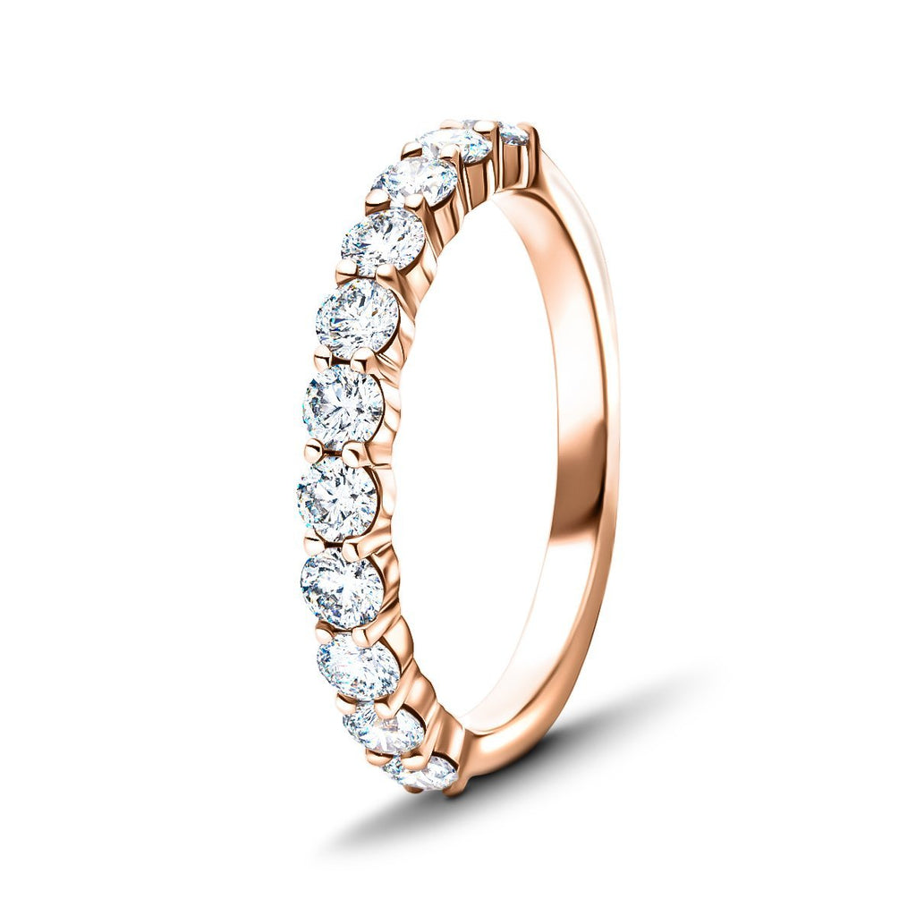 13 Stone Half Eternity Ring 0.50ct G/SI Diamonds in 18k Rose Gold 2.2mm - All Diamond
