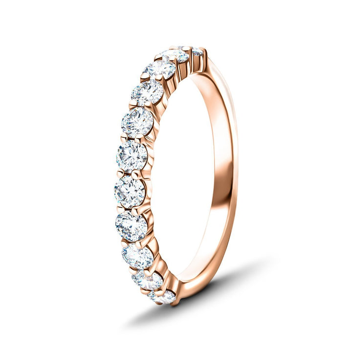 13 Stone Half Eternity Ring 0.50ct G/SI Diamonds in 18k Rose Gold 2.2mm