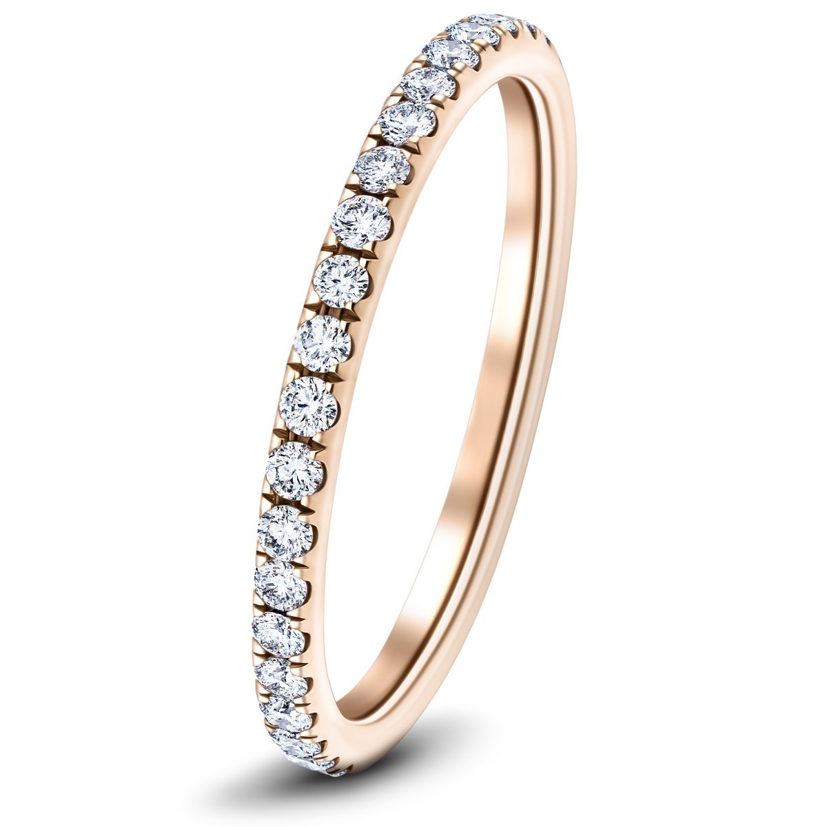 13 Stone Half Eternity Ring 0.60ct G/SI Diamonds in 18k Rose Gold - All Diamond