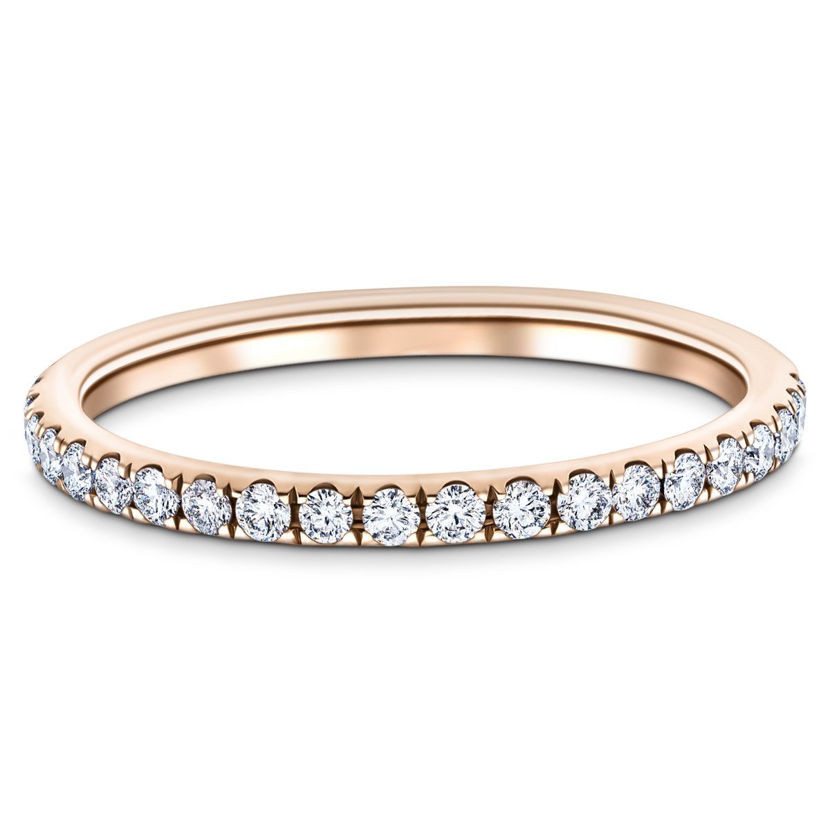 13 Stone Half Eternity Ring 0.60ct G/SI Diamonds in 18k Rose Gold - All Diamond