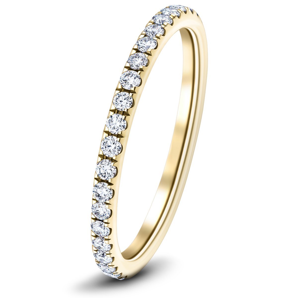13 Stone Half Eternity Ring 0.60ct G/SI Diamonds in 18k Yellow Gold - All Diamond