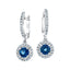 1.30ct Blue Sapphire & Diamond Drop Earrings in 18k White Gold