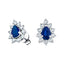 1.30ct Blue Sapphire & Diamond Pear Cluster Earrings 18k White Gold