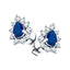 1.30ct Blue Sapphire & Diamond Pear Cluster Earrings 18k Whtie Gold - All Diamond