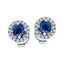 1.30ct Blue Sapphire & Diamond Round Cluster Earrings 18k White Gold - All Diamond