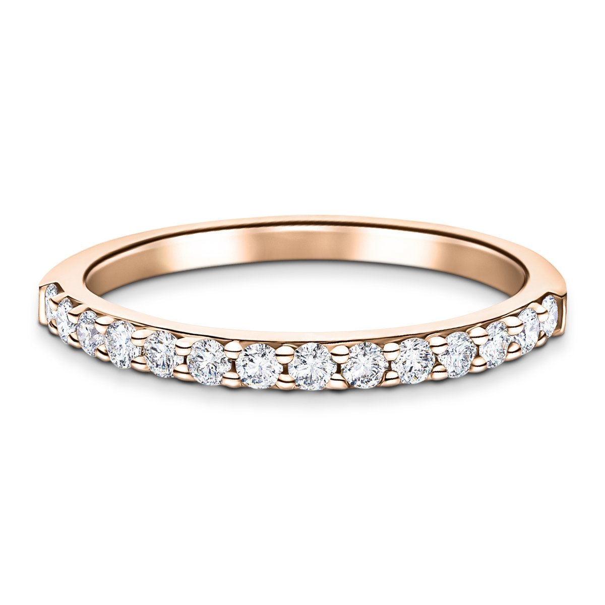 14 Stone Half Eternity Ring 0.35ct G/SI Diamonds in 18k Rose Gold 2.0mm - All Diamond