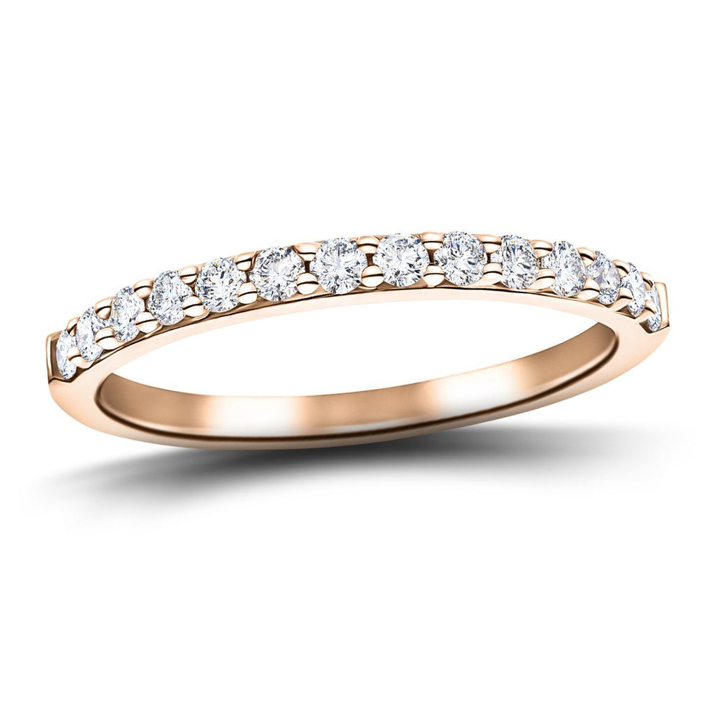 14 Stone Half Eternity Ring 0.35ct G/SI Diamonds in 18k Rose Gold 2.0mm - All Diamond