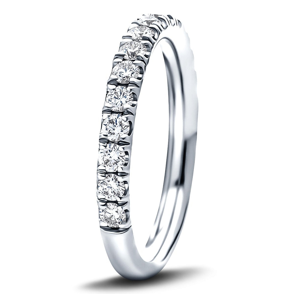 14 Stone Half Eternity Ring 1.00ct G/SI Diamonds in 18k White Gold - All Diamond