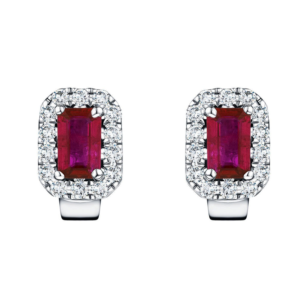 9ct Gold Ruby And Diamond Cluster Earrings - D9454 | F.Hinds Jewellers