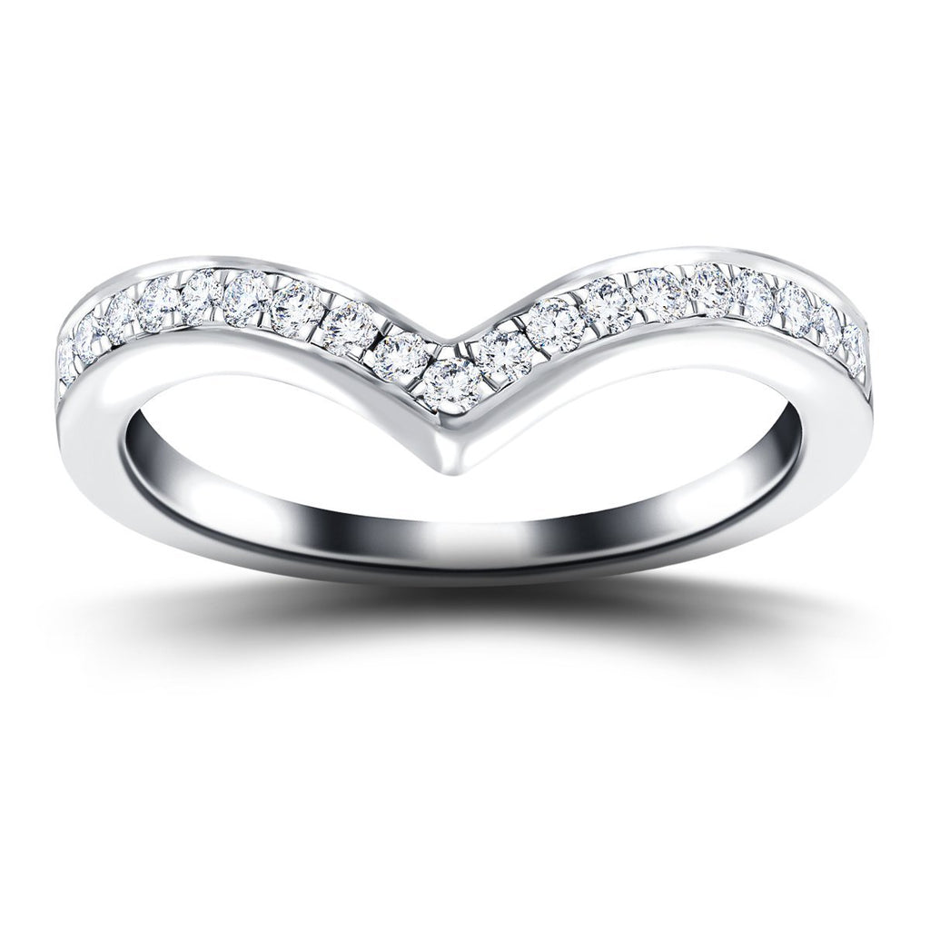 15 Stone Diamond Wishbone Ring 0.50ct G/SI Diamonds in 18k White Gold - All Diamond