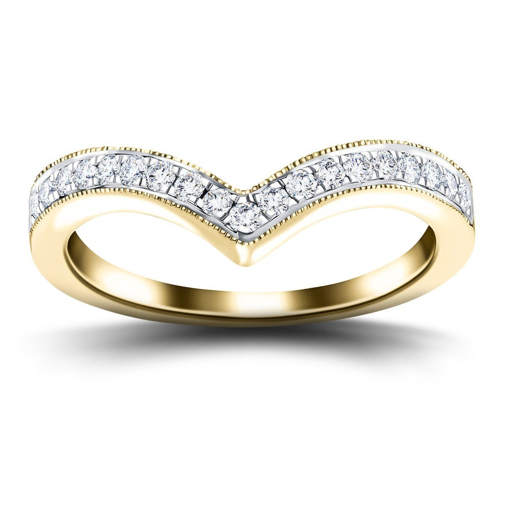 15 Stone Diamond Wishbone Ring 0.50ct G/SI Diamonds in 18k Yellow Gold - All Diamond